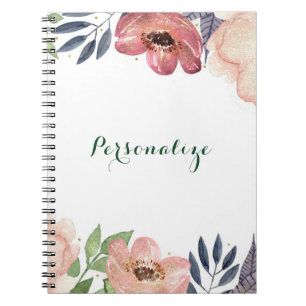Cuaderno personalizado elegante y chic con acuarel