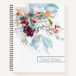 CUADERNO PERSONALIZADO EN BLANCO ROJO Y FLORAL NARANJA