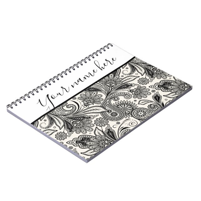 Cuaderno personalizado en blanco y negro con estam (Lado Izquierdo)