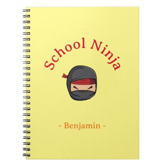 Cuaderno Personalizado Escolar Ninja Tapa Amarilla (Frente)
