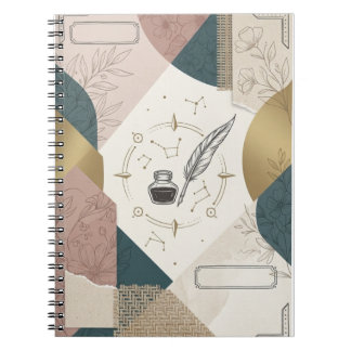 Cuaderno personalizado estético vintage con pluma