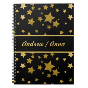 Cuaderno Personalizado Estrella Negra y Dorada de Lujo