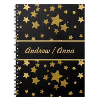 Cuaderno Personalizado Estrella Negra y Dorada de Lujo
