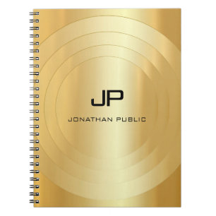 Cuaderno Personalizado Faux Gold Monogram Glamorous Templat