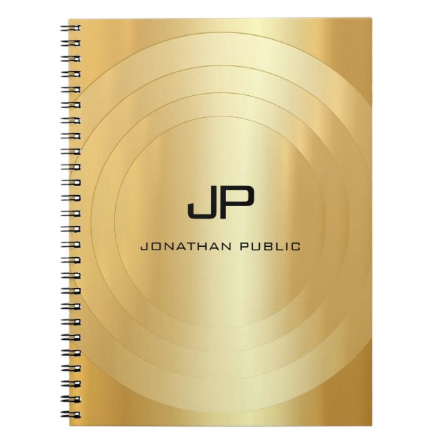 Cuaderno Personalizado Faux Gold Monogram Glamorous Templat (Frente)