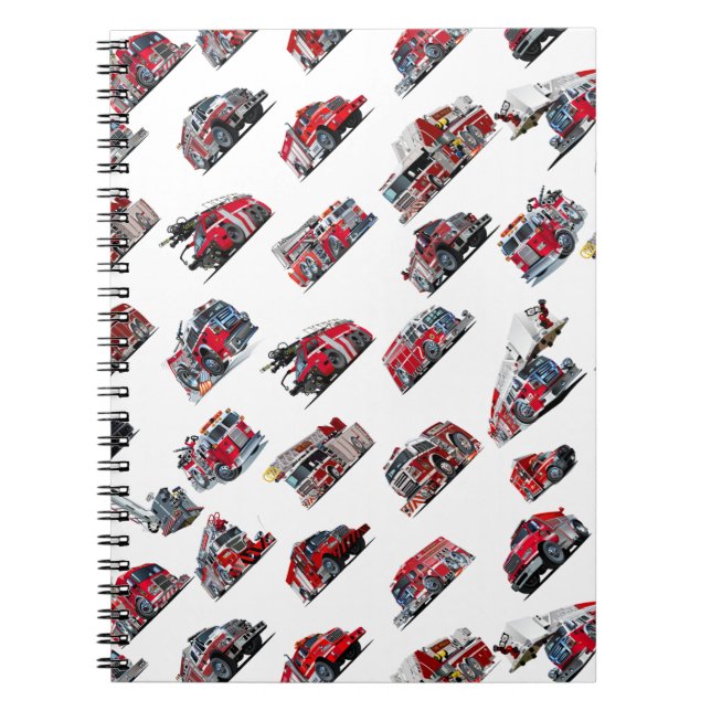 Cuaderno Personalizado Fire Trucks Fabric de patrón sin fis (Frente)