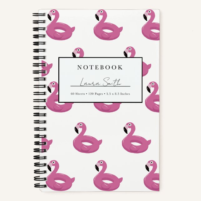 Cuaderno Personalizado Flamingo Rosa Flotador de P (Anverso)