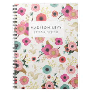 Cuaderno personalizado floral del diario de la