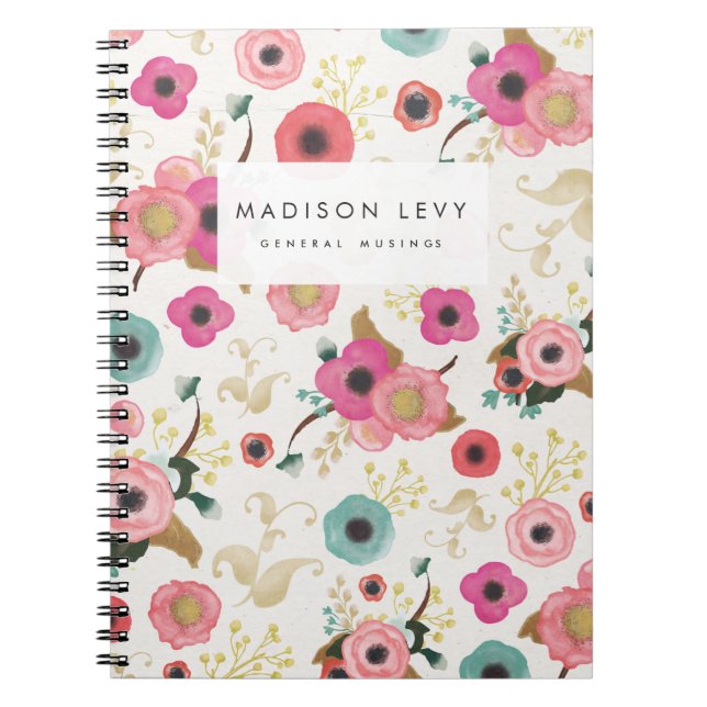 Cuaderno personalizado floral del diario de la (Frente)