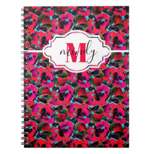 Cuaderno personalizado floral rosa brillante
