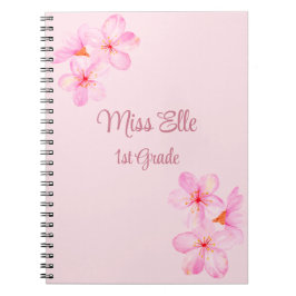 Cuaderno Personalizado floral rosa femenino
