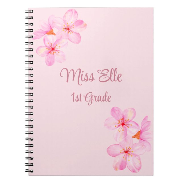 Cuaderno Personalizado floral rosa femenino (Frente)