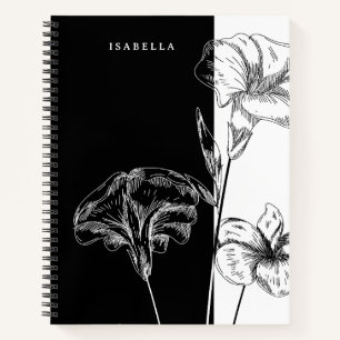 Cuaderno Personalizado formal moderno en blanco y negro