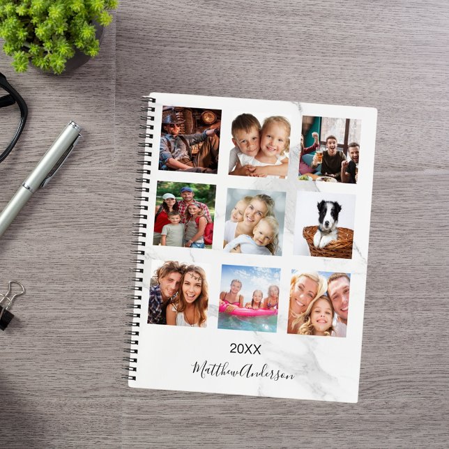 Cuaderno Personalizado foto collage de mármol monograma bla (Subido por el creador)