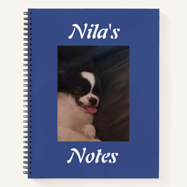 Cuaderno Personalizado Foto de perro con cachorro Azul pers (Anverso)