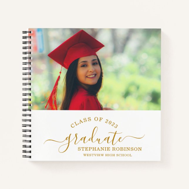 Cuaderno Personalizado Foto Invitado a graduación con guión (Anverso)