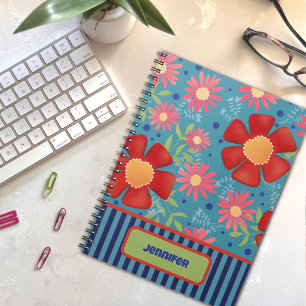 Cuaderno Personalizado Fun Floral Nombre personalizado colo