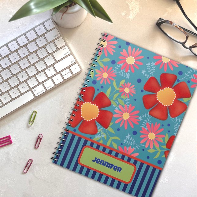 Cuaderno Personalizado Fun Floral Nombre personalizado colo (Subido por el creador)