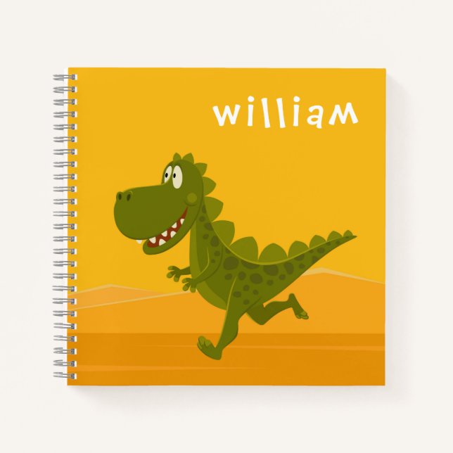 Cuaderno Personalizado Funny Dinosaur Jurassic Woodland (Anverso)