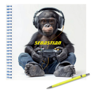 Cuaderno Personalizado Gamer Chimp para Niños