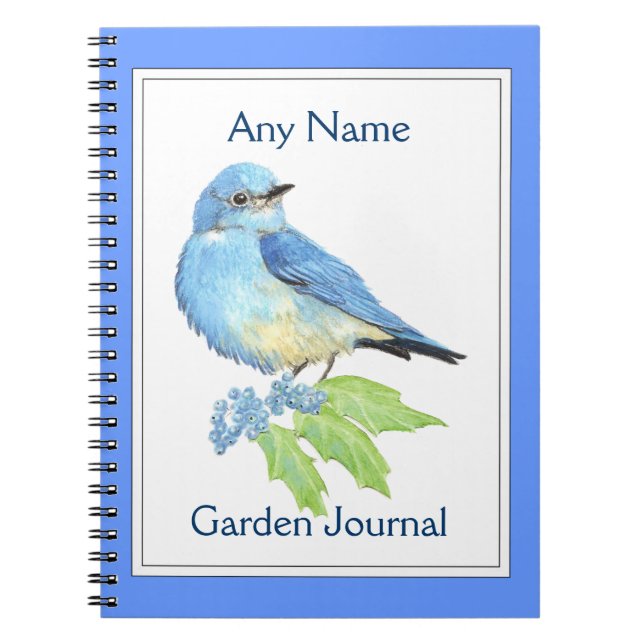 Cuaderno Personalizado Garden Journal Watercolor Blue Bird (Frente)
