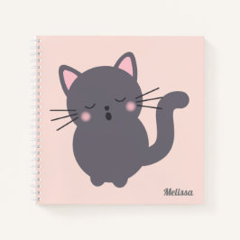 Cuaderno Personalizado Gato Gris Dormido Rosa