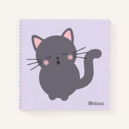 Cuaderno Personalizado Gato Gris Dormilón Púrpura
