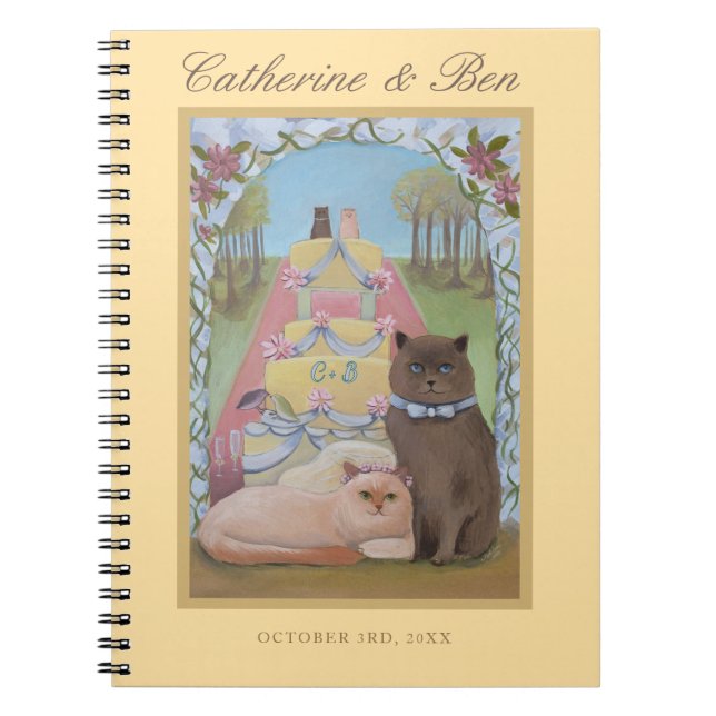Cuaderno Personalizado Gatos de Boda Amarillo (Frente)