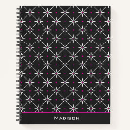 Cuaderno Personalizado Geométrico Moderno Negro Bl