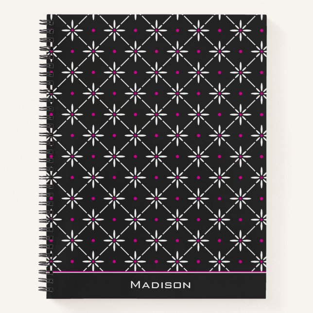 Cuaderno Personalizado Geométrico Moderno Negro Bl (Anverso)