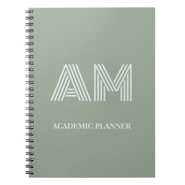 Cuaderno Personalizado Geométrico Verde Salvia Min (Frente)