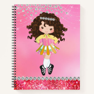 Cuaderno Personalizado Glam irlandés Dance Brunette Chica