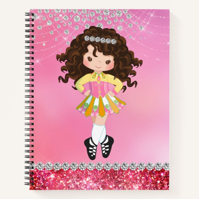 Cuaderno Personalizado Glam irlandés Dance Brunette Chica (Anverso)