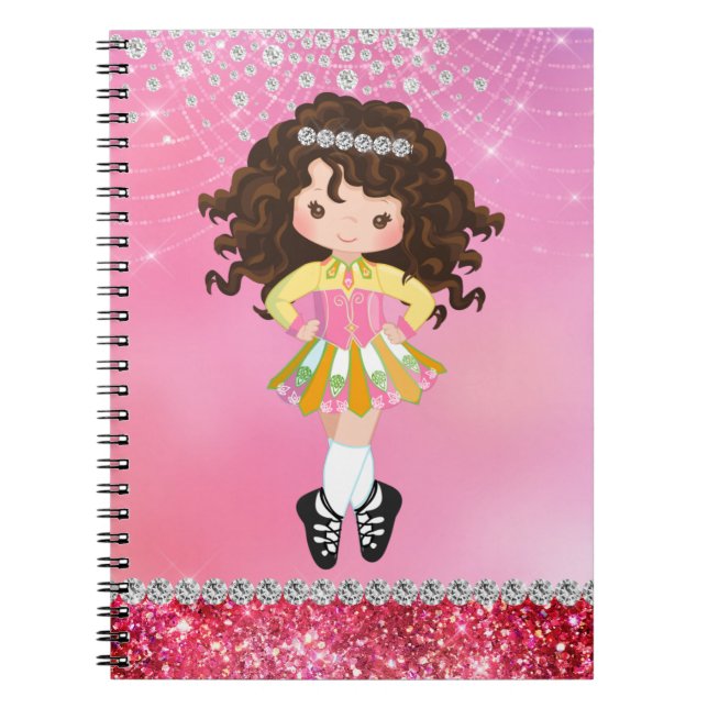 Cuaderno Personalizado Glam irlandés Dance Brunette Chica (Frente)