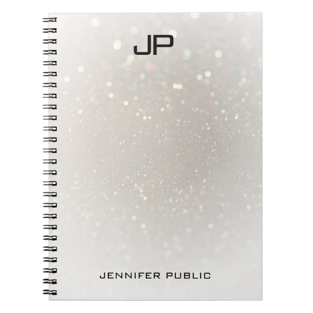Cuaderno Personalizado Glamoroso Monograma Moderno Elegante (Frente)