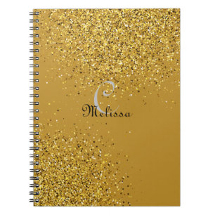 Cuaderno Personalizado Gold Faux Purpurina Monograma Nombre