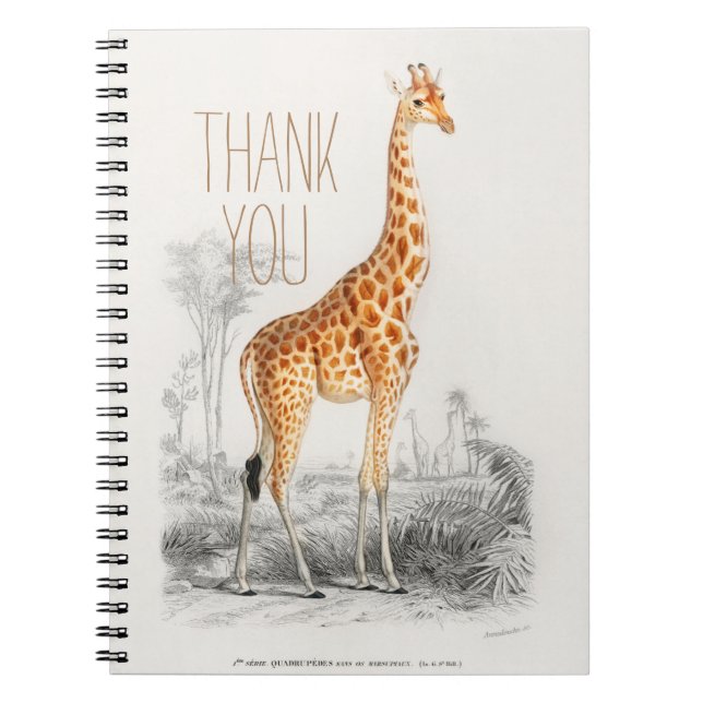 Cuaderno Personalizado Gracias Giraffe Animal Fleece Blank (Frente)