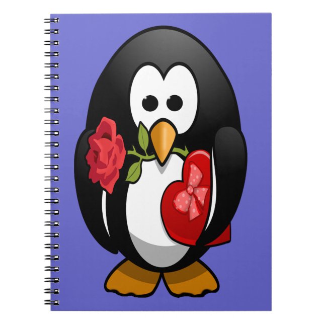 Cuaderno Personalizado gracioso de Penguin El día de San Va (Frente)