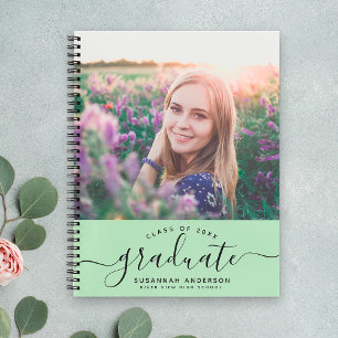 Cuaderno Personalizado Graduación Moderno Guión de Mint Inv