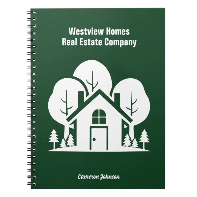 Cuaderno Personalizado Green Forest House Real Estate Compa (Frente)