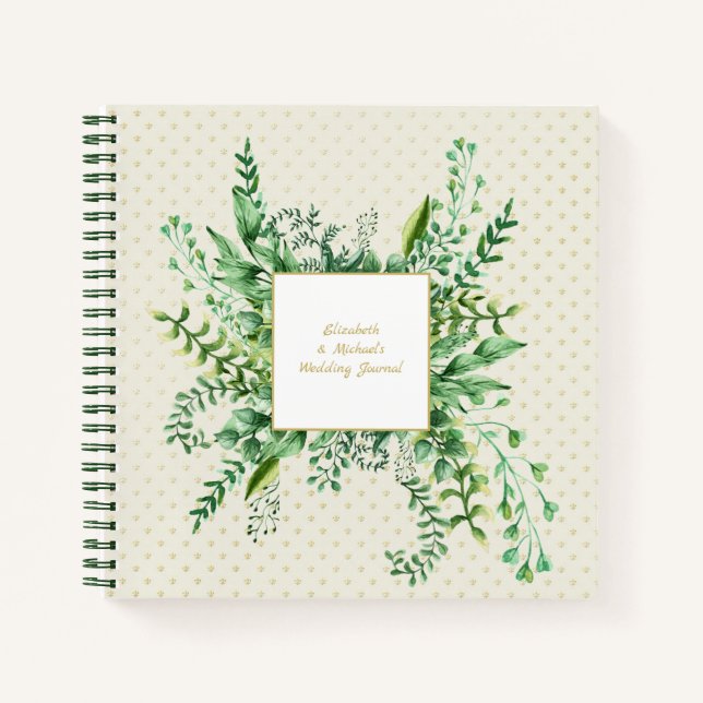 Cuaderno Personalizado Greenery deja a Boda ducha de novia (Anverso)