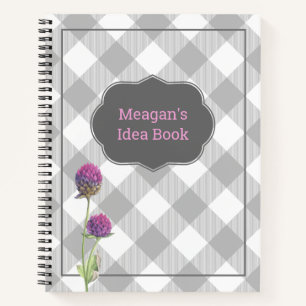 Cuaderno Personalizado Gris Buffalo y Flores