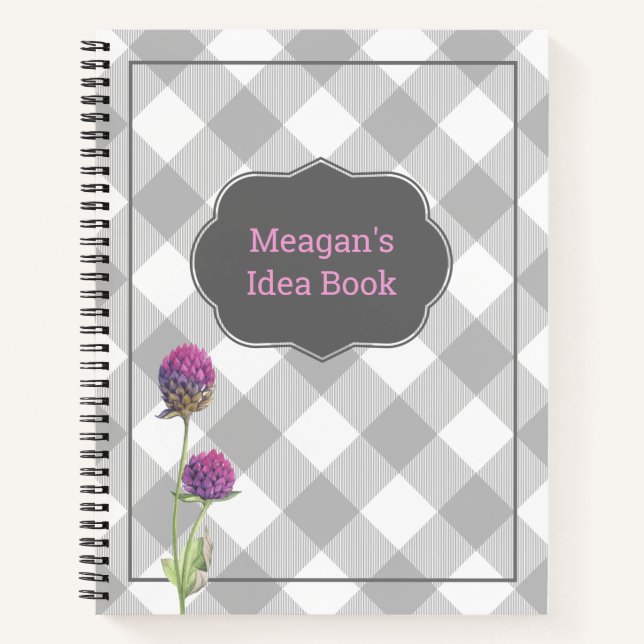 Cuaderno Personalizado Gris Buffalo y Flores (Anverso)