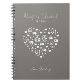 Cuaderno Personalizado Gris Minimalista para Estud