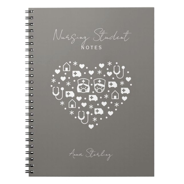 Cuaderno Personalizado Gris Minimalista para Estud (Frente)