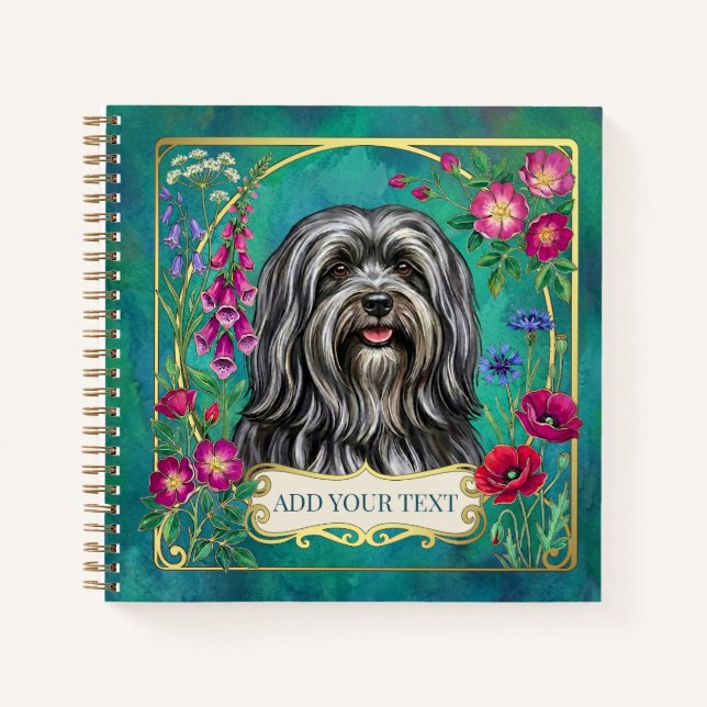 Cuaderno personalizado gris oscuro de Lhasa Apso (Anverso)