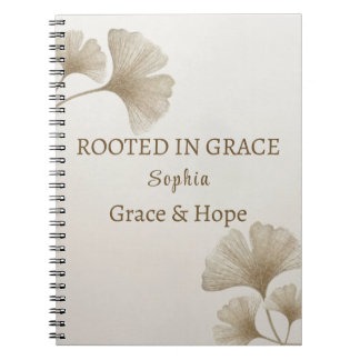 Cuaderno Personalizado Hoja de Ginkgo Dorada con N