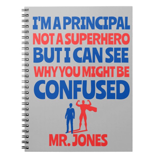 Cuaderno Personalizado Hombre Director gracioso Superhéroe  (Frente)