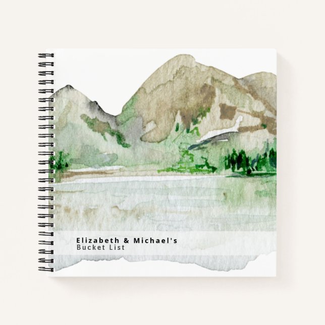 Cuaderno Personalizado Ilustrado Mountain Lake View BUCKET  (Anverso)