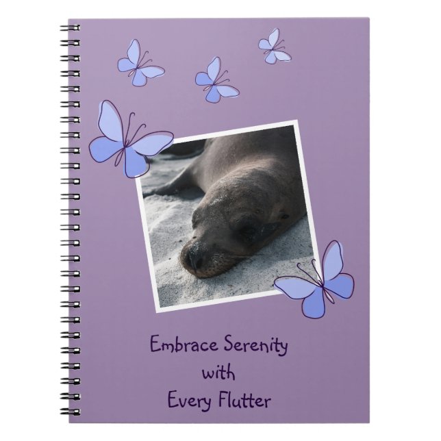 Cuaderno Personalizado imagen azul mariposa flotante recort (Frente)